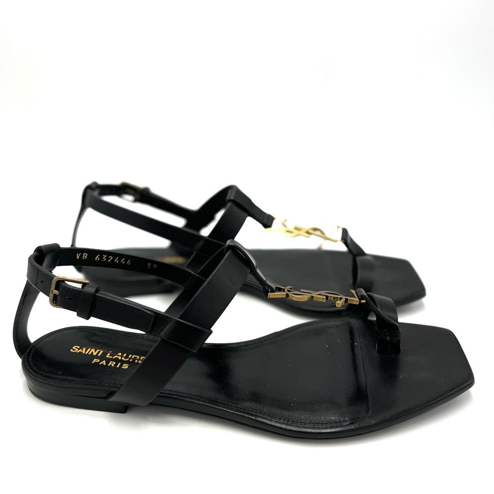Yves Saint Laurent Black and Gold Sandals - Picture 3 of 7